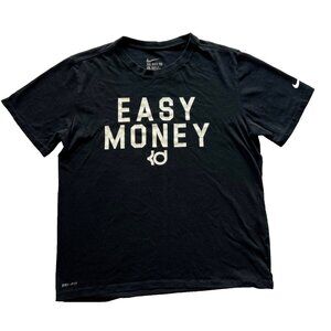 Men's Black & White The Nike Tee Dri-Fit 'Easy Money' Graphic T Shirt Large